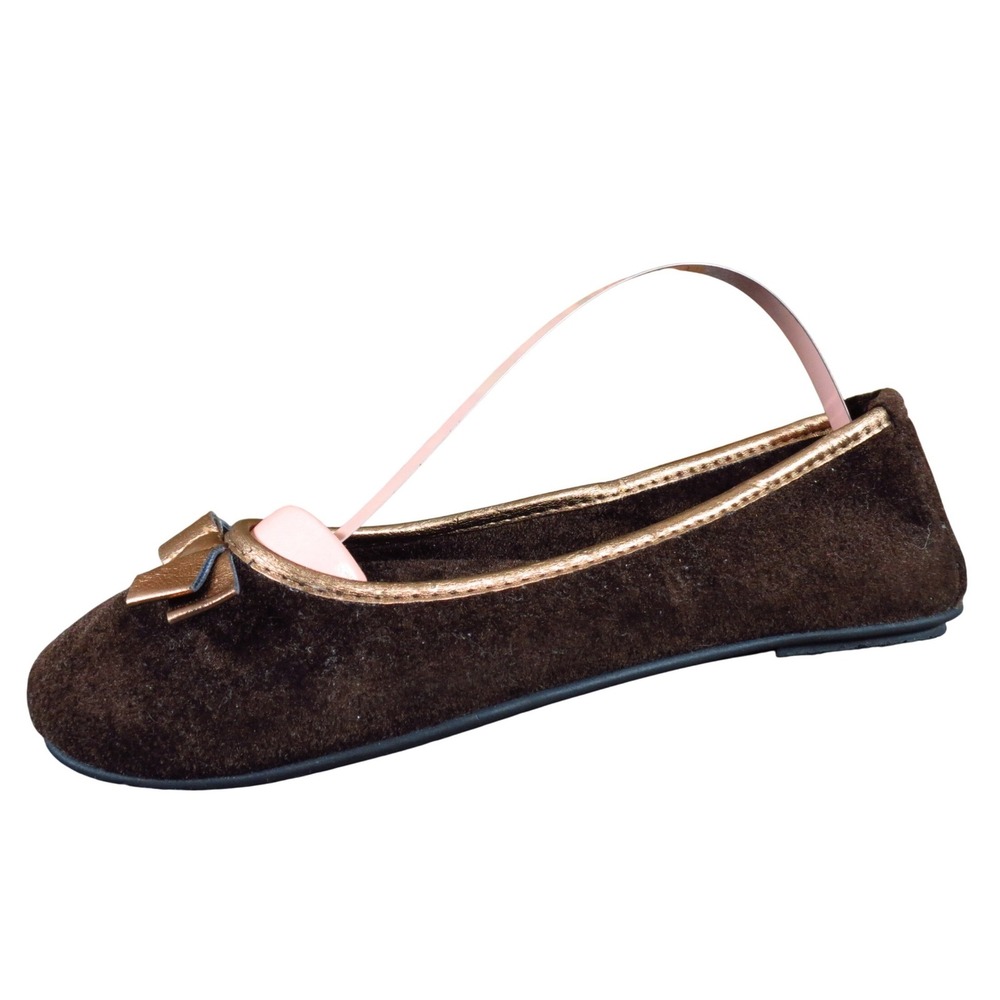 Dearfoams Womens Size 6 Brown Velvet Ballet Flats Casual Comfort Slip-On